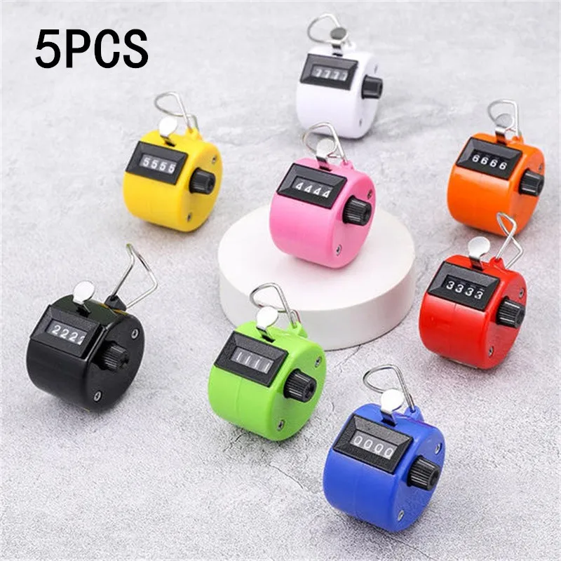 1/5PCS 4 Digit Counters Hand Finger Display Manual Counting Tally Clicker Timer Soccer Golf Counter Plastic Shell ﻿