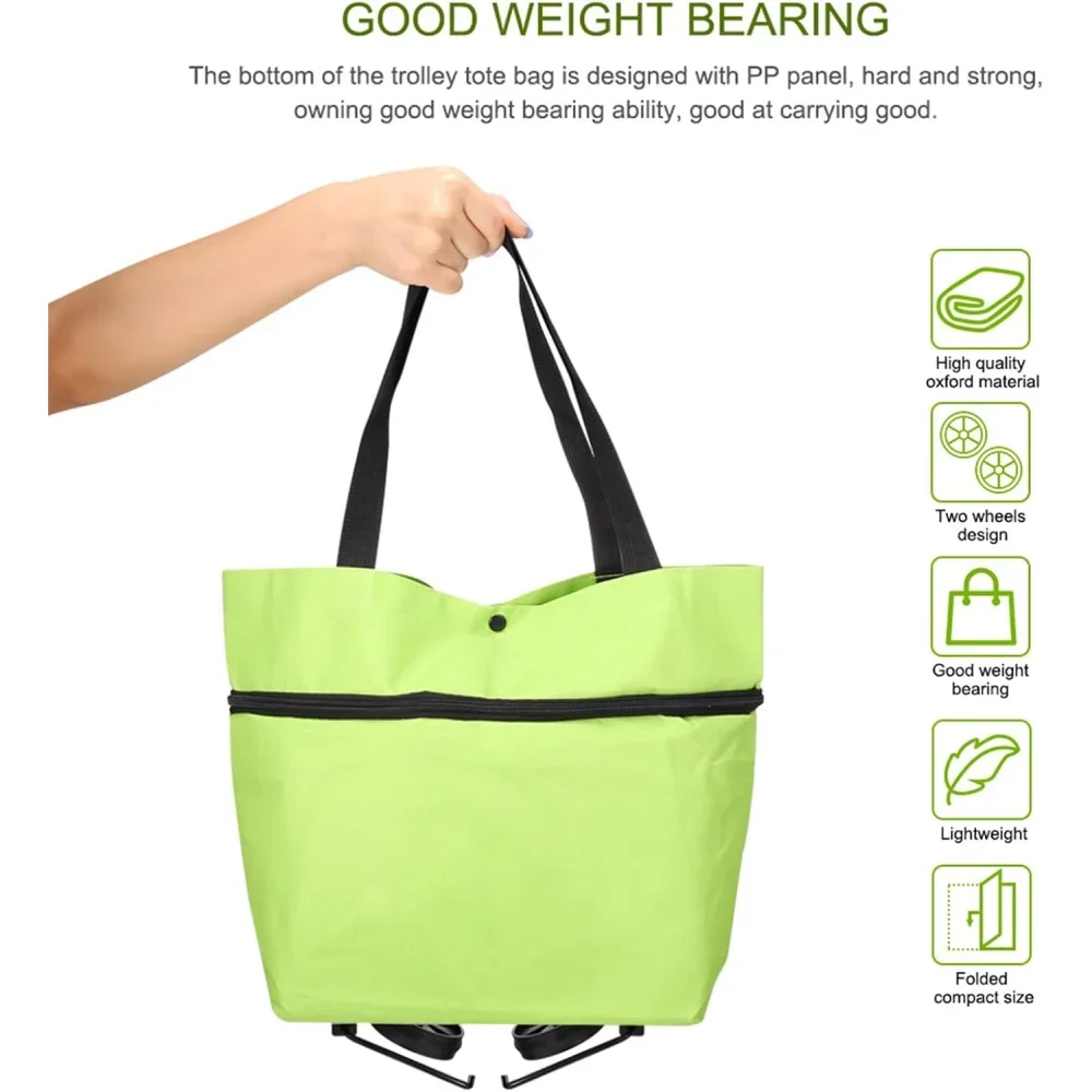 B 2-in-1 Faltbarer Einkaufswagen Einkaufstasche mit Rädern Tragbare Rolltasche Einkaufstasche mit Rädern Wasserdicht – Detail 8