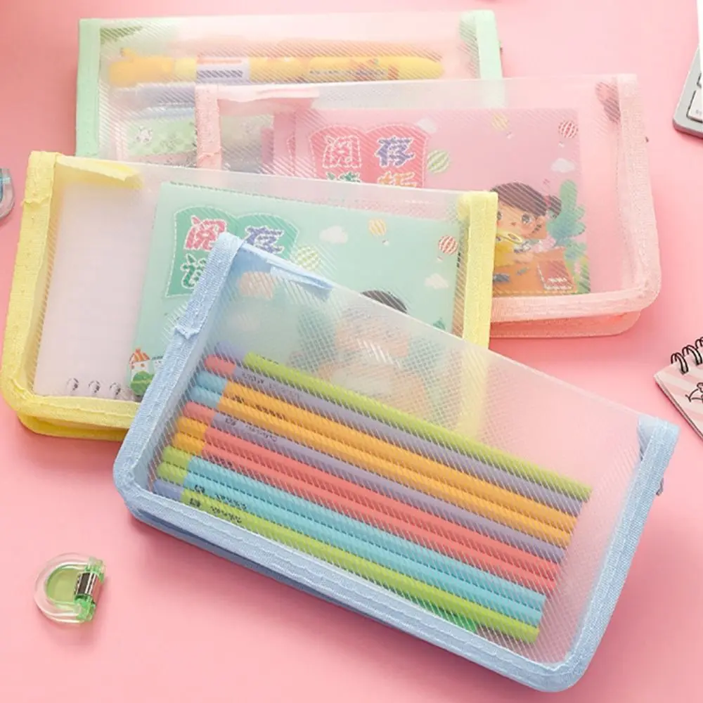 High Quality A6 Bill Storage Bag Zipper Design Large Capacity Pencil Case Transparent Twill Sticker Storage Bag Gift