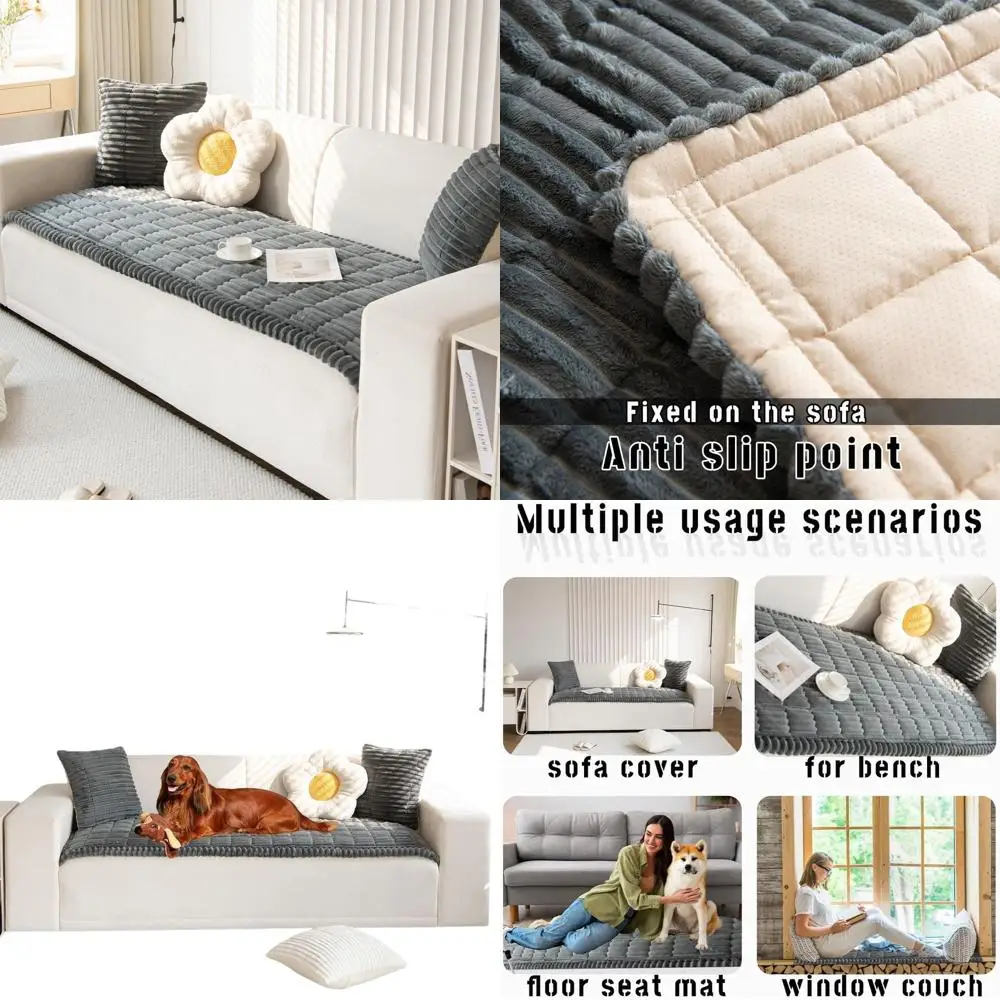

Pet-Friendly Washable Non-Slip Sofa Cover, Fuzzy Couch Protector for Dogs, Cushion Guard Mat Bed