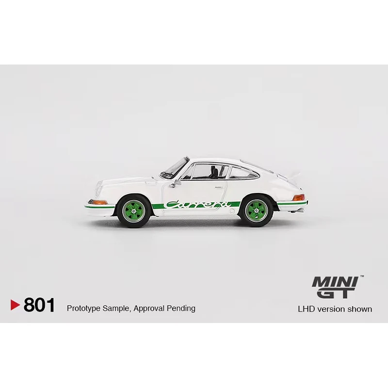 PreSale MINIGT 801 1:64 Carrera RS 2.7 Grand Prix White With Green Livery Diecast Model Collection Toys