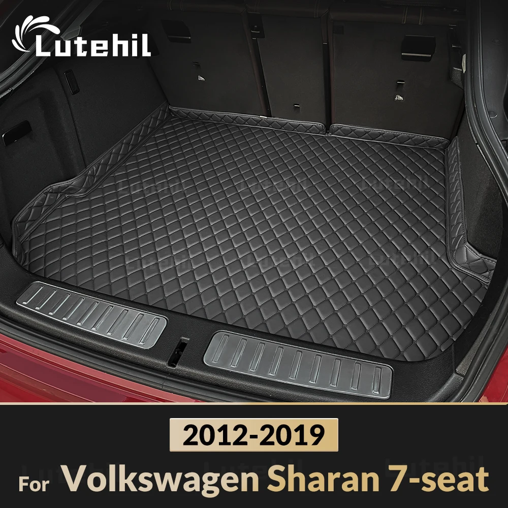 

Коврик для автомобильного багажника из искусственной кожи для Volkswagen Sharan Seven сиденья 2012 2013 2014 2015 2016 2017 2018 2019 водонепроницаемый нескользящий