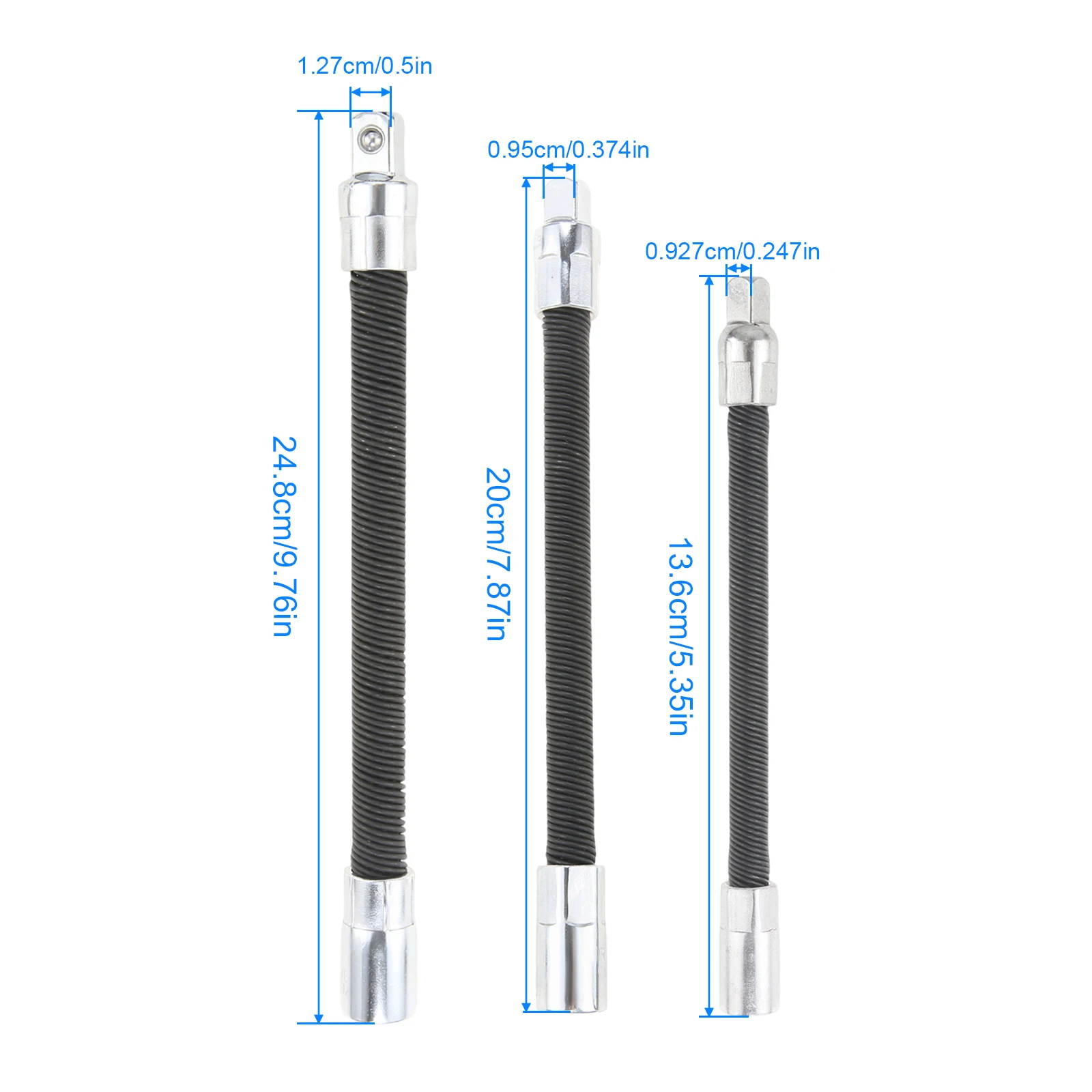 3Pcs Flexible Socket Extension Bars Set 1/4