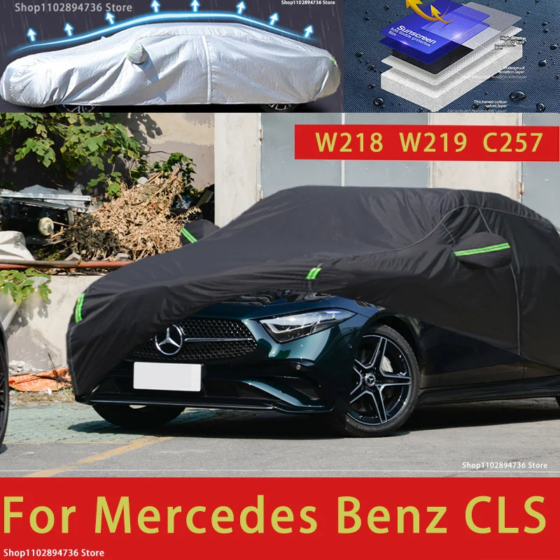 

For Mercedes benz CLS W218 W219 C257 Car Covers Snow Cover Sunshade Waterproof Dustproof Exterior black car cover