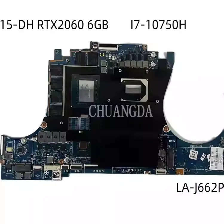 Para HP Omen 15-DH placa base de computadora portátil LA-J662P placa base CPU RTX2060 6GB 	 I7-10750H