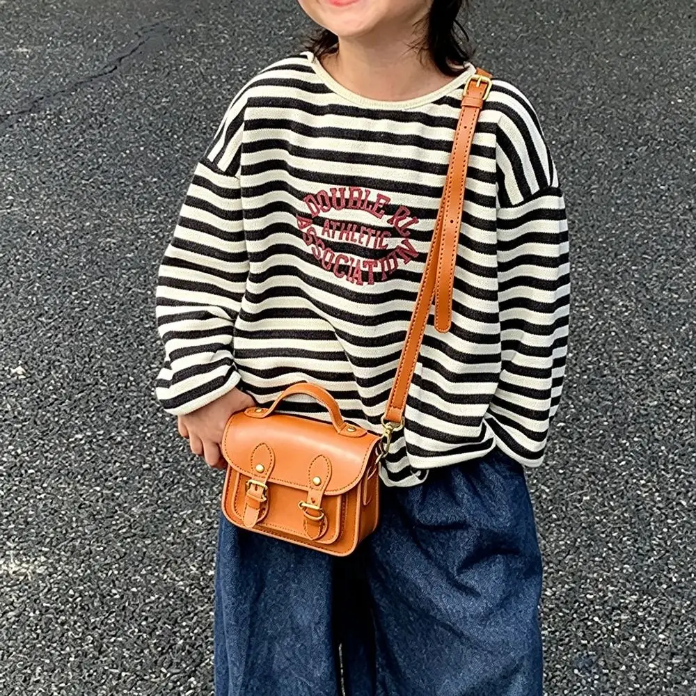 Versatile Design Children Messenger Bag Simple Retro Style Crossbody Bags School Supplies Creative PU Leather Handbags For Women