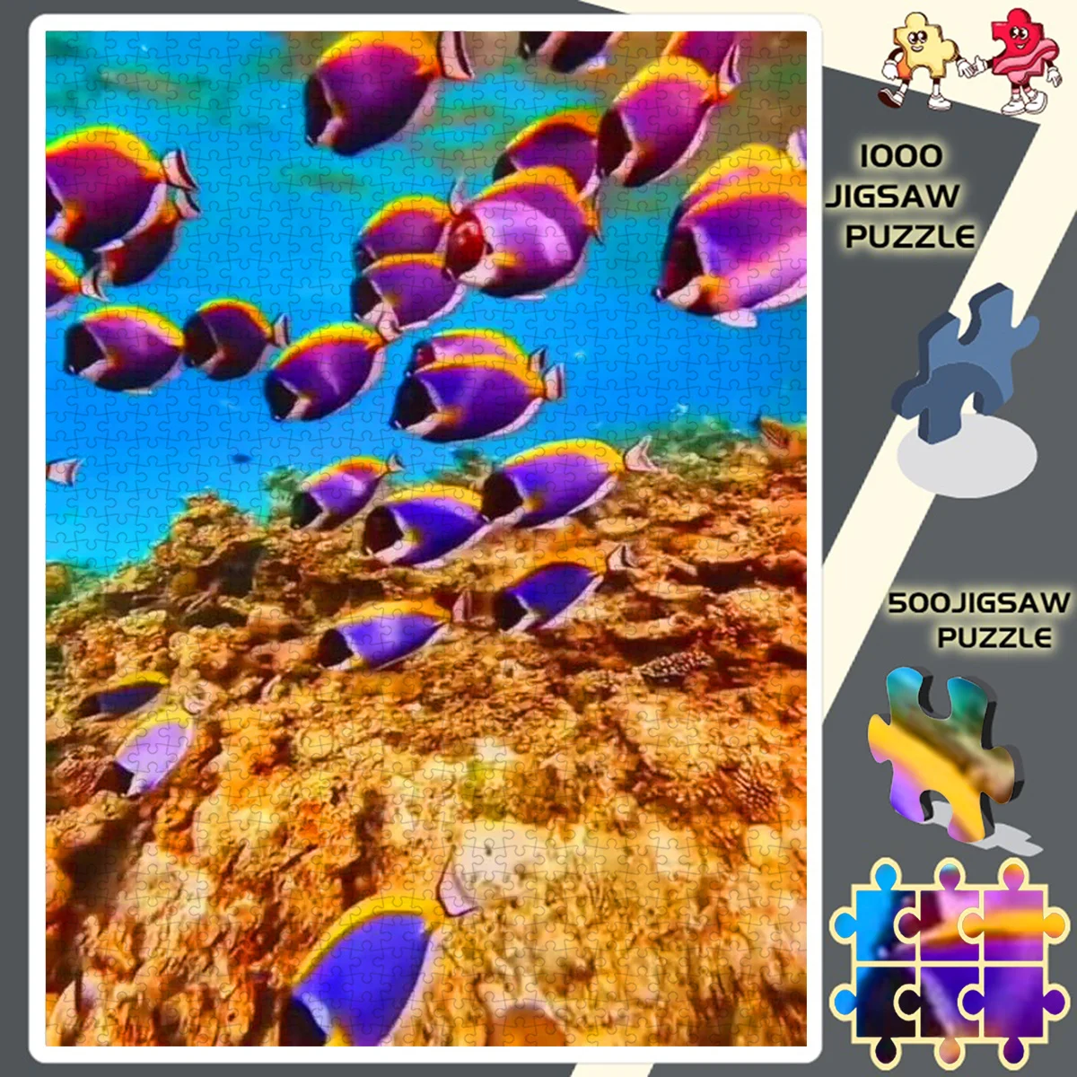 

500/1000 шт. Пазл «Рыба из кораллового рифа» — 3D-пазл «Большой вызов» с изображением рыбы-клоуна и анфактом «Немо», «Цветные кодированные фигуры»