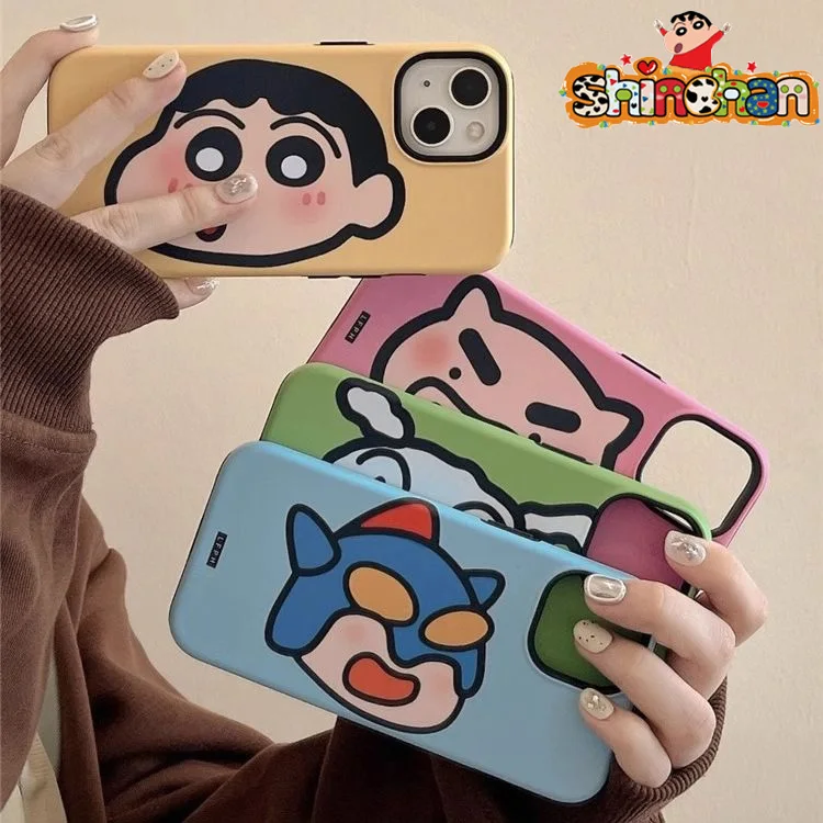 Crayon Shin-chan Nohara Shiro IPhone 12/13/14/15 Pro Max Candy Case Action Kameni น่ารักการ์ตูนอะนิเมะ Kawaii Nubuck กรณีของขวัญ