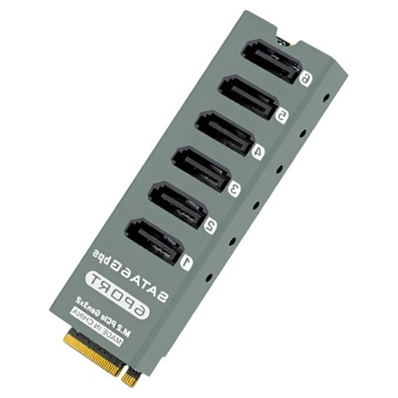 Stylish-NAS HDD SSD Controller 6-Port SATA 6Gbps Pcie 3.0 Expansion Card PM Port Multiplier Aluminum Alloy Housing ASM1166
