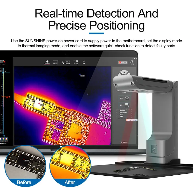 SUNSHINE LC-AD15 400W 3D PCB Short Circuit Quick Diagnosis Motherboard Infrared Thermal Imaging Analyzing Camera