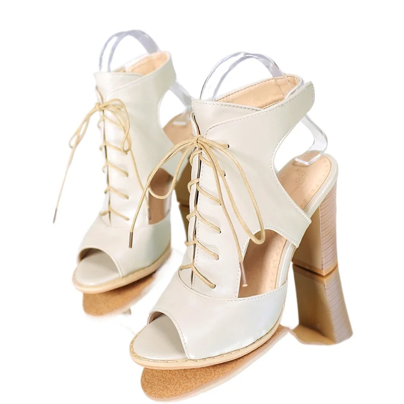 Sandalias de plataforma para mujer, talla grande 32 52, 54, moda Sexy, tacones altos, vestido atado cruzado, zapatos de fiesta y boda, zapatos de tacón M112