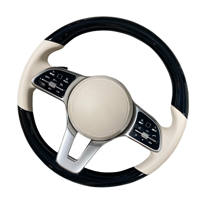 For Mercedesss Benzss C217 C300 W222 W205 W207 C217 C300 GLC C63 Beige Leather Patchwork Piano Finish Steering Wheel