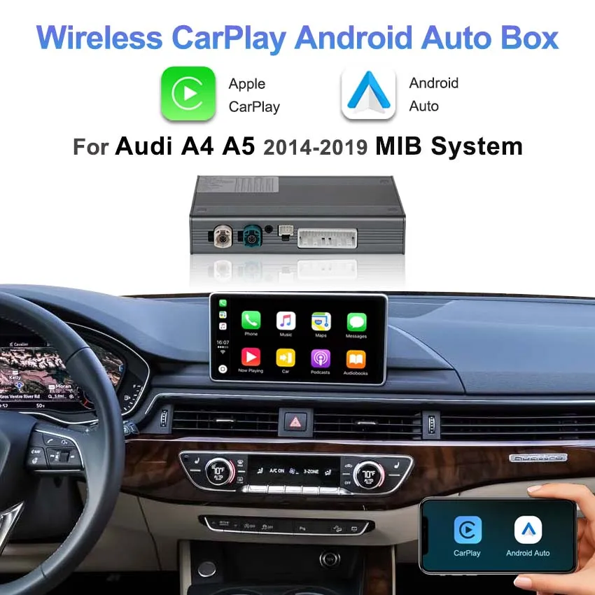 

Wireless CarPlay Android Auto for Audi A4 A5 2014-2019 MIB Version with Navigation Mirror Link Original Screen Upgrader