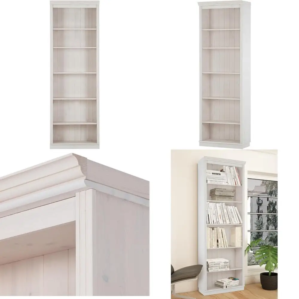 ren home anita tall 6 shelf wooden bookcase, white