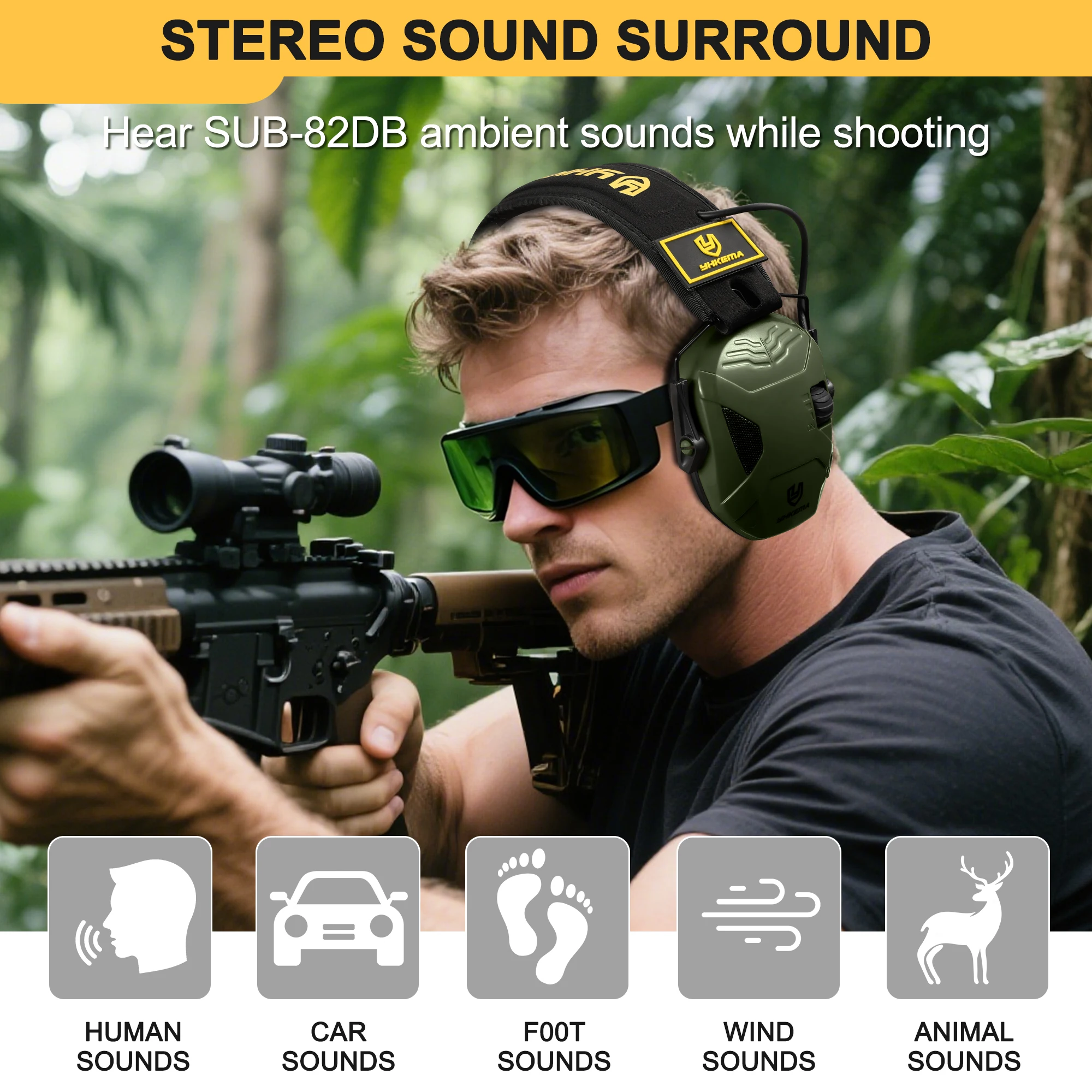 Tactical Active Shooting Earmuff for Slim Ultra Low Profile Compact Design Adjustable Range Shooting Hunting Hearing Protection