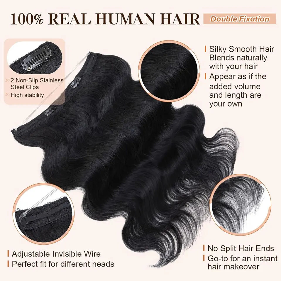 S-noilite Wire In Human Hair Extensions Волнистые регулируемые проволочные наращивания волос Светлые блики Шиньон Невидимая рыбная леска
