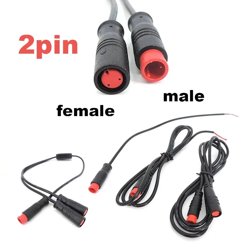 

M8 2pin cable extension wire 2pin male female waterproof Connector 24awg 2A 28awg 0.8A for Electric Bicycle 5k