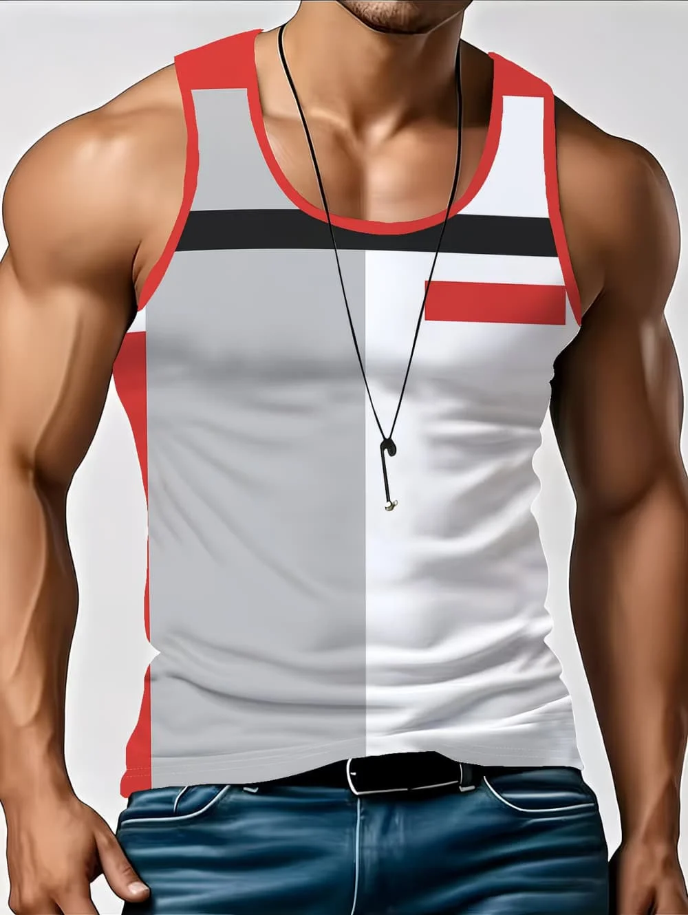 Stripe Plaid 3D Printed Tank Tops 2026 New Fashion Men's Tops Tees Sleeveless Fitness Vest Men Harajuku Streetwear GYM T-shirt
