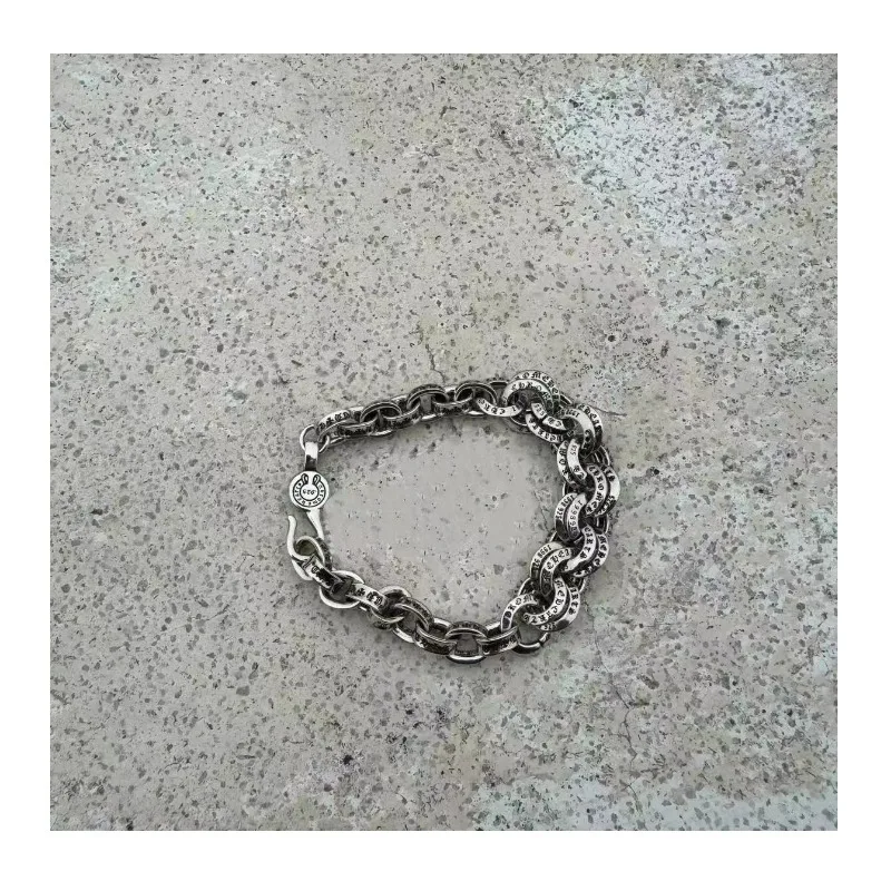 

Popular Chaoxuan Double Ring Splicing Letter Bracelet Sword Cross Flower Men's and Women's Retro Couple Bracelet