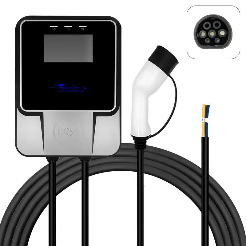 Ev Charger Type1 Type2 7kw 11kw 22kw Indicator and Screen Display Wallbox  AC EVSE Charging Station Floormounted