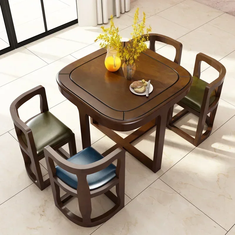 

Dining Tables and Chairs Set One Table Four Chairs Space-Saving Solid Wood Table Household Multi-Functional Square Dining Table