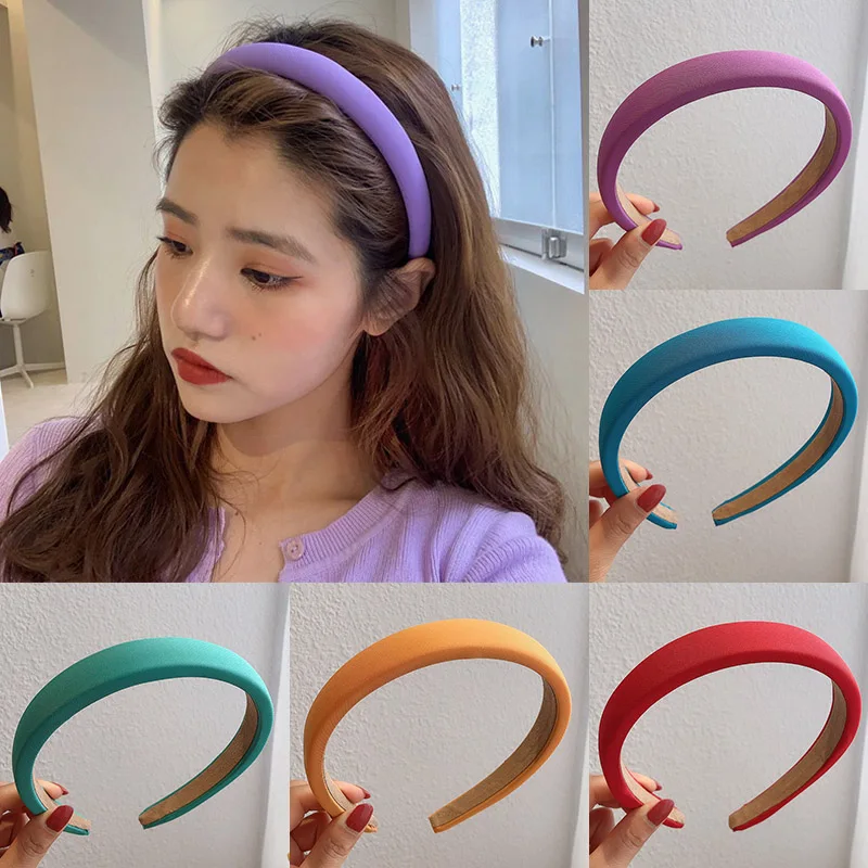 New Fashion Solid Hair Bands for Women Korean Ins Sponge Headband Girl Simple Hairbands Hair Hoop Headdress Hair Accessories