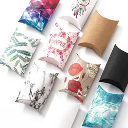 10pcs 2*5.5*8cm Paper Pillow Box Card Jewelry Candy Favor Packaging Small Businesses Organizer Gift Cardboard Supply Wholesale