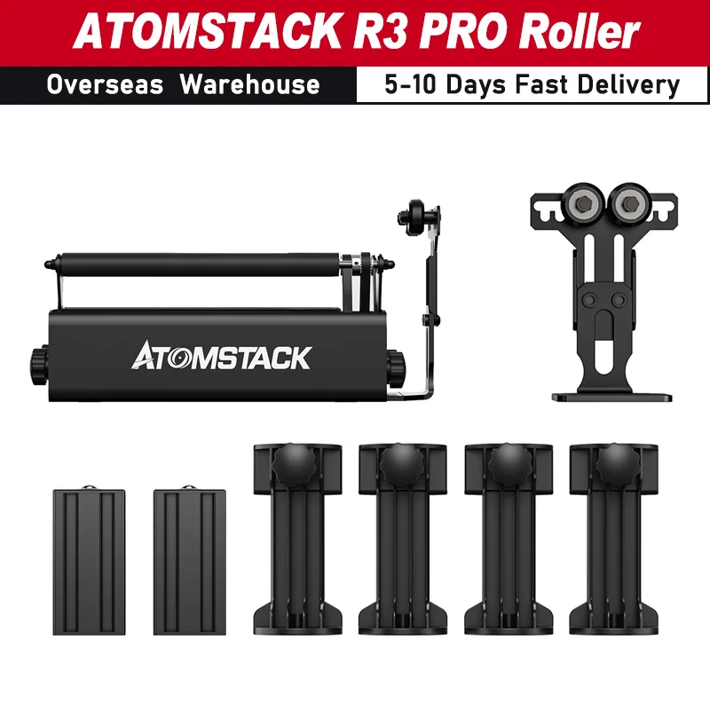 ATOMSTACK R3 PRO Roller for Cylindrical Irregular Objects with 360° Rotating Engraving Axis 8 Angle Adjustments Support Frame