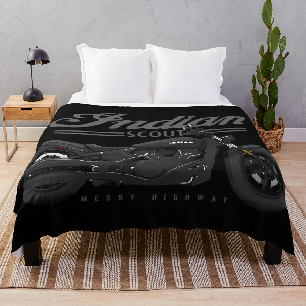 Indian Scout Messy Highway Throw Blanket Flannels Quilt Blankets