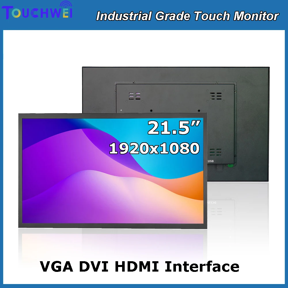 

21.5 Inch 1920x1080 LED Monitor with 10-Point Capacitive Industrial Resistive Touch Screen Wall-Mountable for Industrial Use