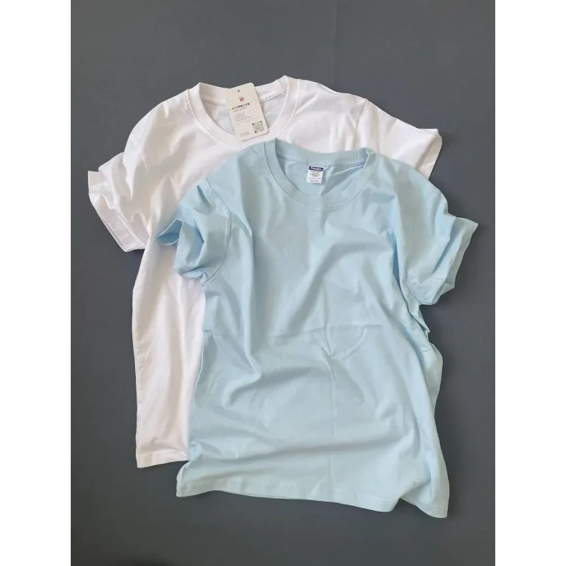 

Американская тяжелая хлопковая футболка с короткими рукавами, женский летний однотонный топ