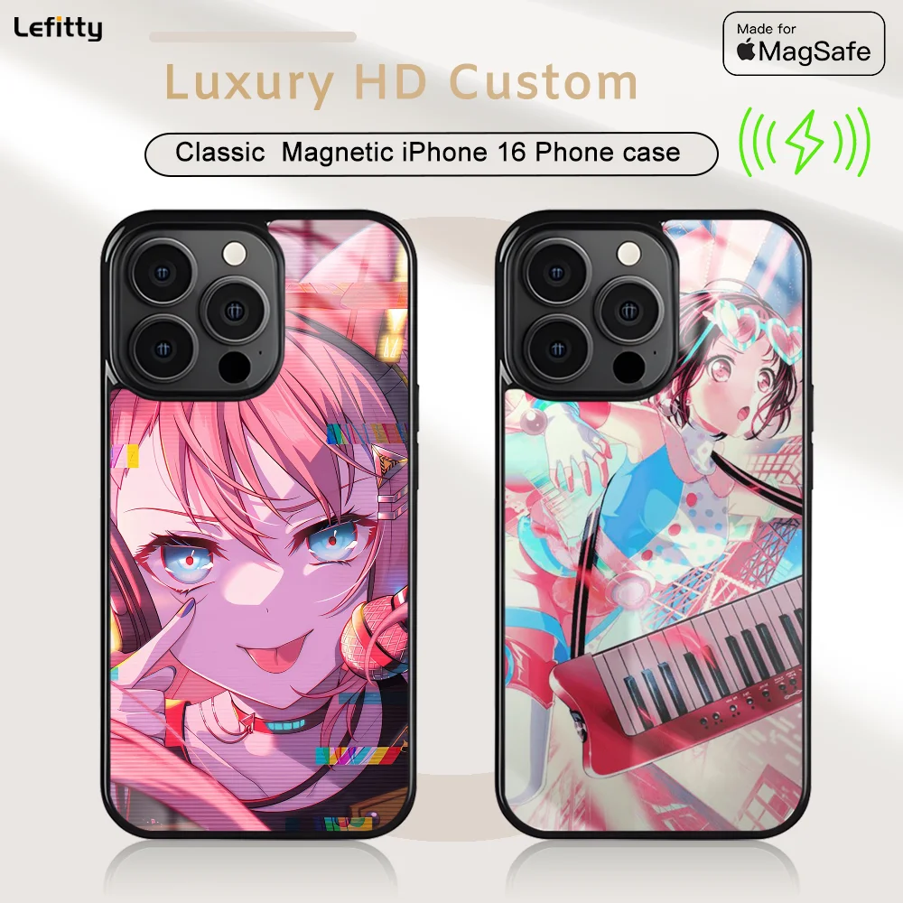 

B-Bang Dream Anime Phone Case For iPhone 16 15 14 13 12 11 Pro Max Plus Mini Magnetic Magsafe Wireless Charging Cover