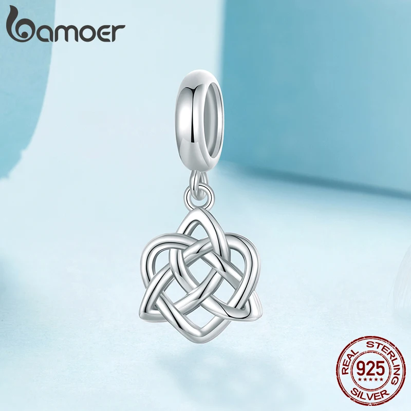 Bamoer Original 925 Sterling Silver Celtic Knot Pendant Norse Amuletc Charm Love For Women Men Viking Party Gift Fine Jewelry