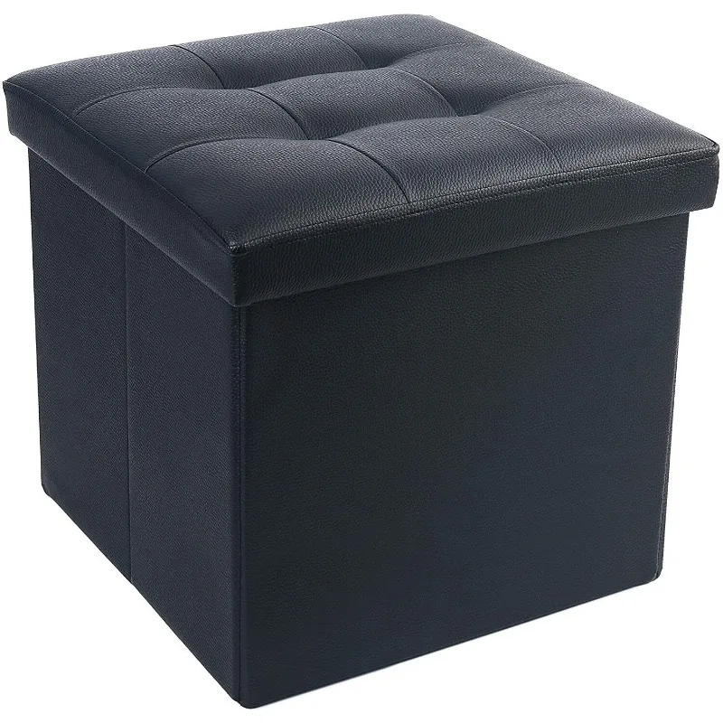 Faux Leather Storage Footstool Sofa Ottoman Bench Folding Footrest Box Seat