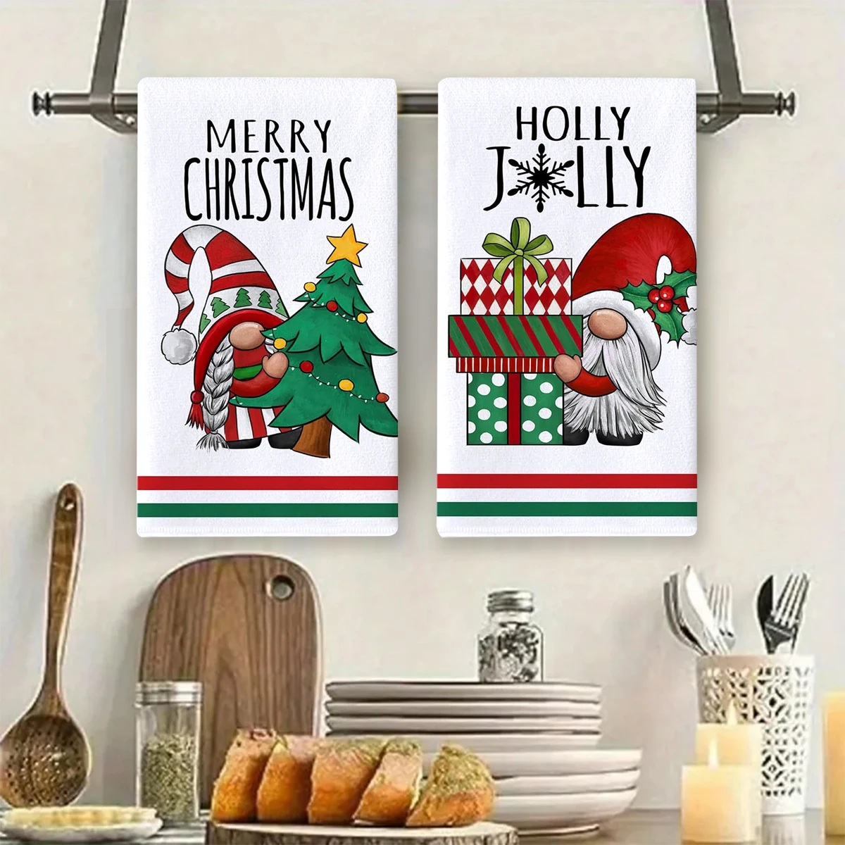 Christmas Kitchen Towels Christmas Decoration for Home 2024 Pendant Xmas Dish Towels Ornaments Navidad Natal New Year Gift 2025