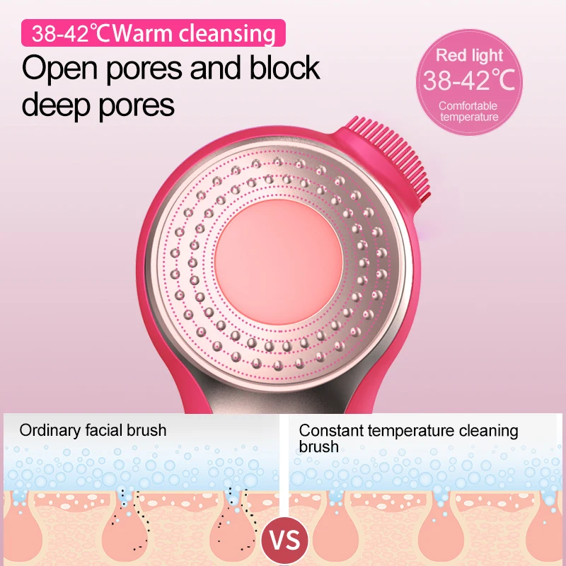 Custom Logo  Charging Silicone Facial Cleansing Brush Hot Compress Exfoliating Pore Cleaner Beauty Device