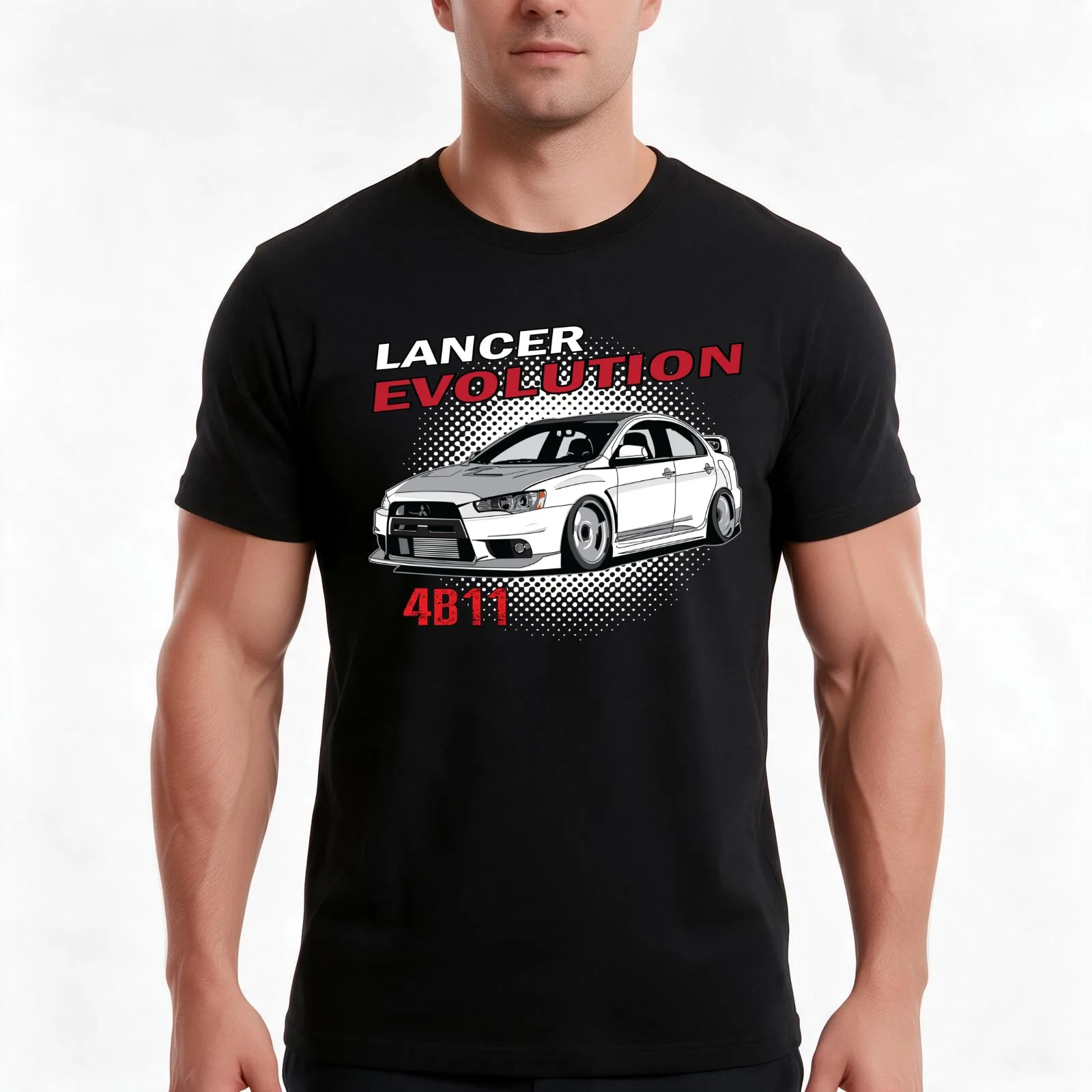 Lancer Evolution X - White T-Shirt, Summer Casual Cotton Tee, Oversized Streetwear Tops, Vintage Graphic Print, Unisex Men Women