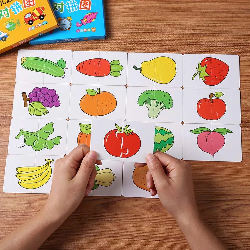 32 Pcs Peuter Kaart Match Spel Cognitieve Truck Fruit Dier Leven Set Te Puzzel Baby Kinderen Cognitieve Puzzel Speelgoed