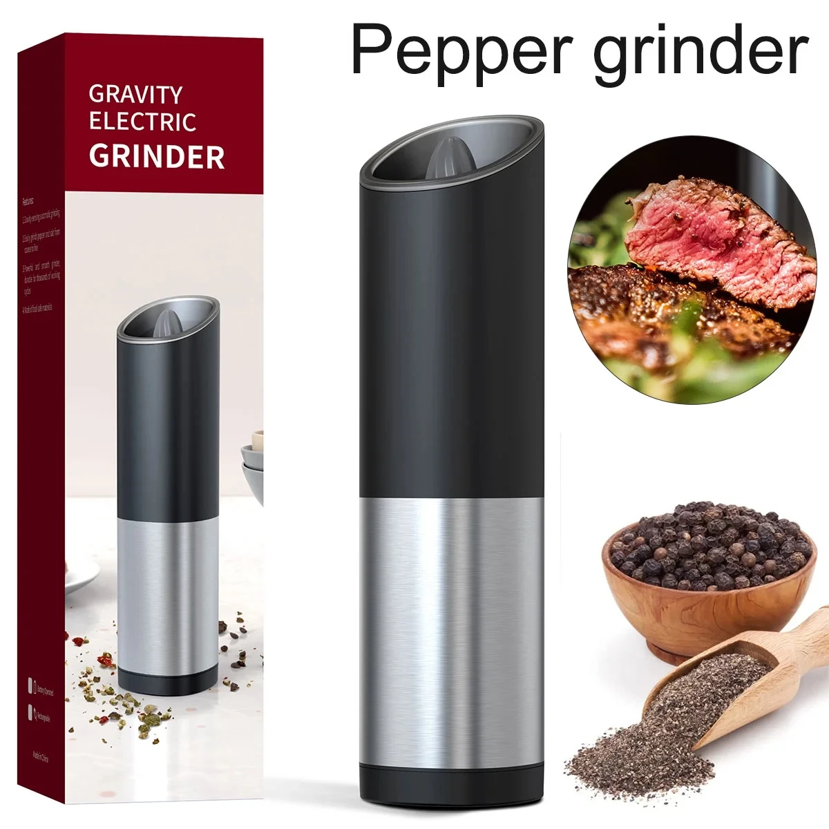 

Electric Pepper Grinder Stainless Steel Automatic Gravity Salt Pepper Grinder Spice Shaker Pepper Mills Kitchen Tools