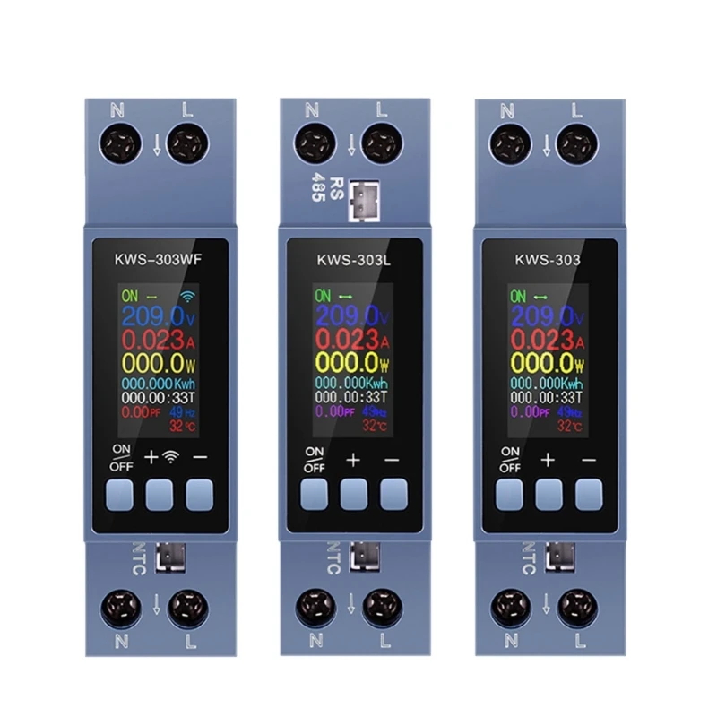 

Multifunction Power Energy Tester Din Rail Monitors Voltage Current KWH Electric Frequency Temperature Testing Meter Dropship