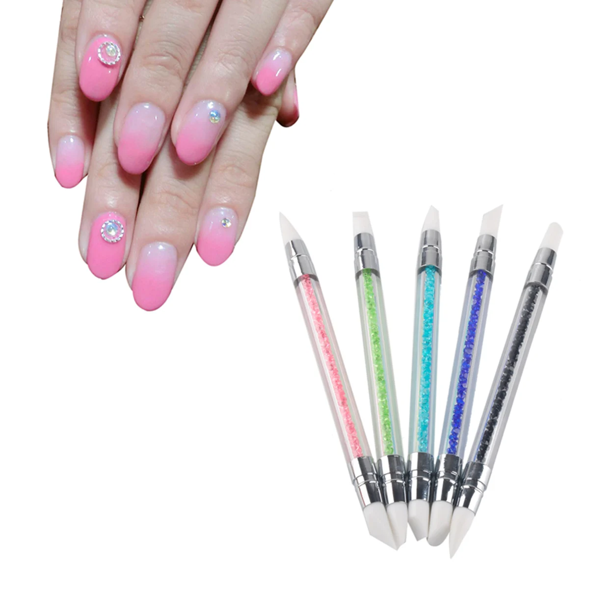 5 Pcs Nail Art Pen,Soft Silicone Carving Craft Supplies,Pottery Sculpture UV Gel Building Clay Pencil DIY Tools