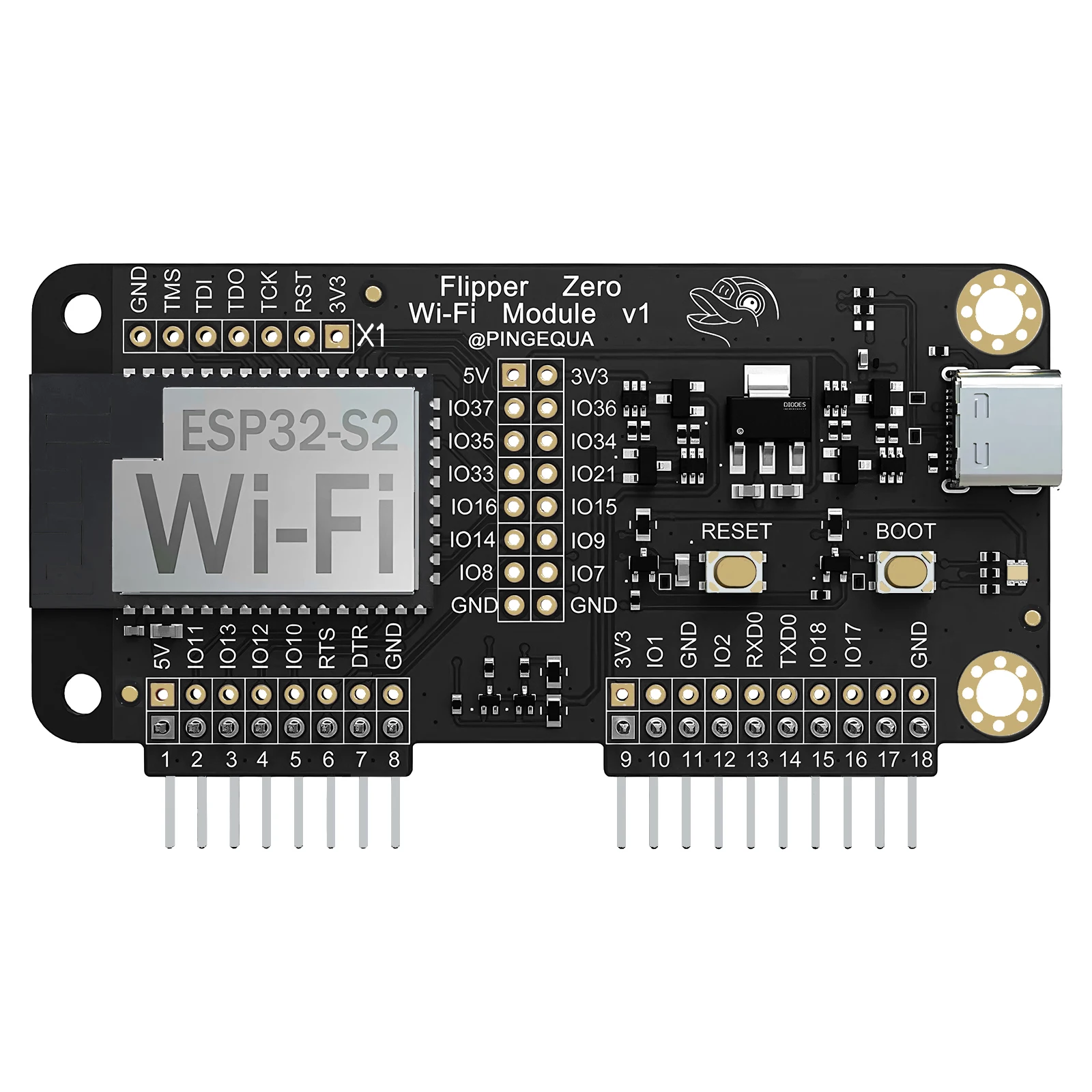 Flipper Zero Wi-Fi Devboard (Black) with Pre-Installed Marauder Firmware, ESP32-S2, for Wireless Pen Testing, IoT Control
