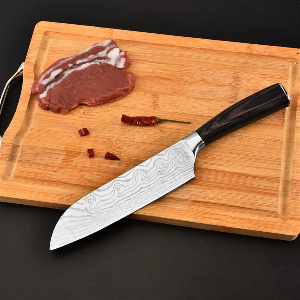 7 Inch Santoku Knife Stainless Steel Kitchen Knife Sharp Japanese Chef Knife Fruit Fish Meat Slicing Knife Cooking Cutting Tools