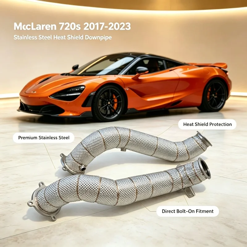 For McLaren 720s 2017-2023 Exhaust Downpipe, Stainless Steel Insulated Exhaust Header High Flow Performance Downpipe