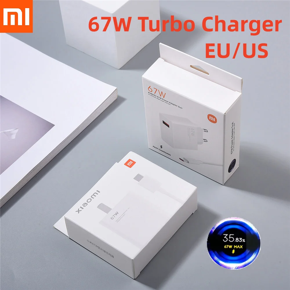 Original Xiaomi 67W Charger EU/US Turbo Fast Charge Adapter 6A Type C Cable For Xiaomi 12 11 POCO X5 X4 Pro Redmi Note 9 10 Pro