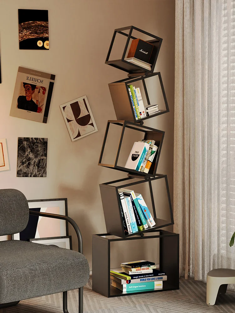 

Creative special-shaped crooked frame Internet celebrity corner bookshelf Floor shelf Living room Modern simple wrought iron cor