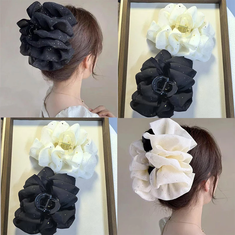 

13cm Cloud Bubble Shark Clip Grab Clip Oversized Hairpin Female Back of The Head Plate Shark Clip Fluffy Starry Sky Clip