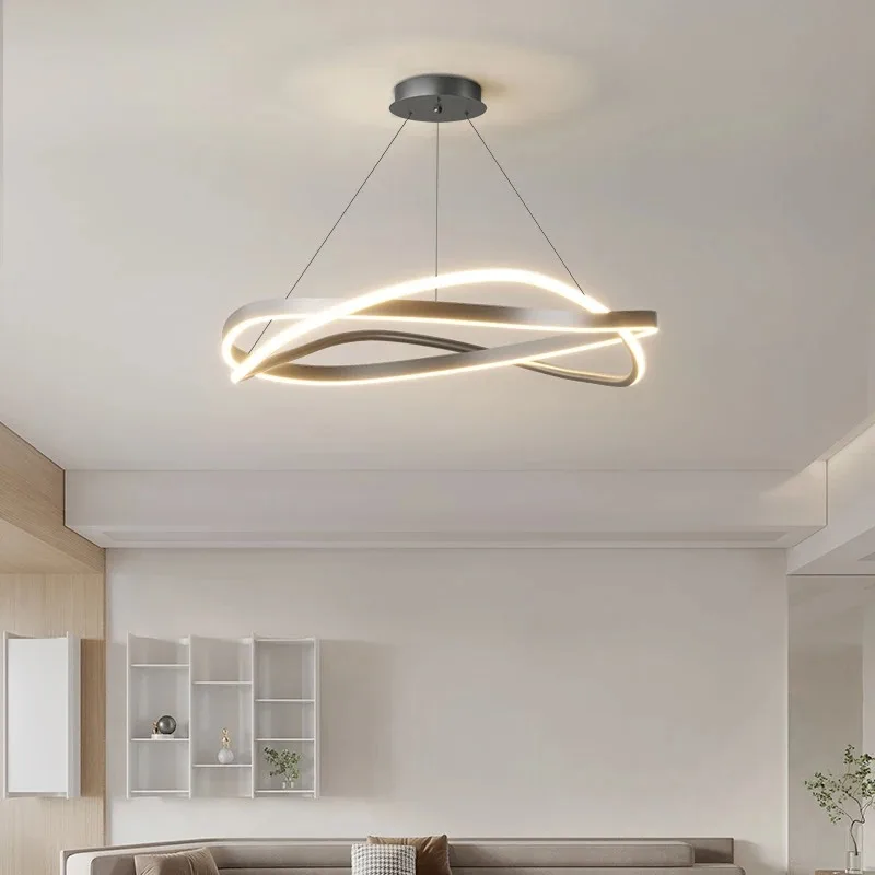 

Futuristic Infinity LED Pendant Light Modern Creative Loop Chandelier For Living Dining Room Bedroom Hotel Home Decoration