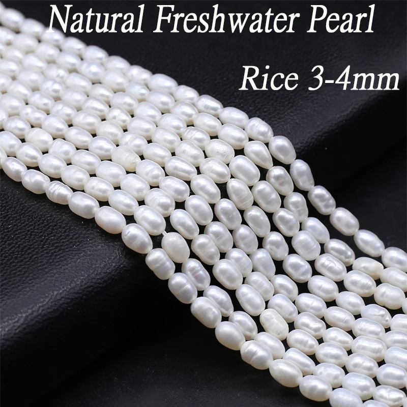 

3-4mm Natural Freshwater Zhuji Culture Pearl Beads Loose Smooth Rice Pearl Bead for Jewelry Making Diy Necklace Bracelet