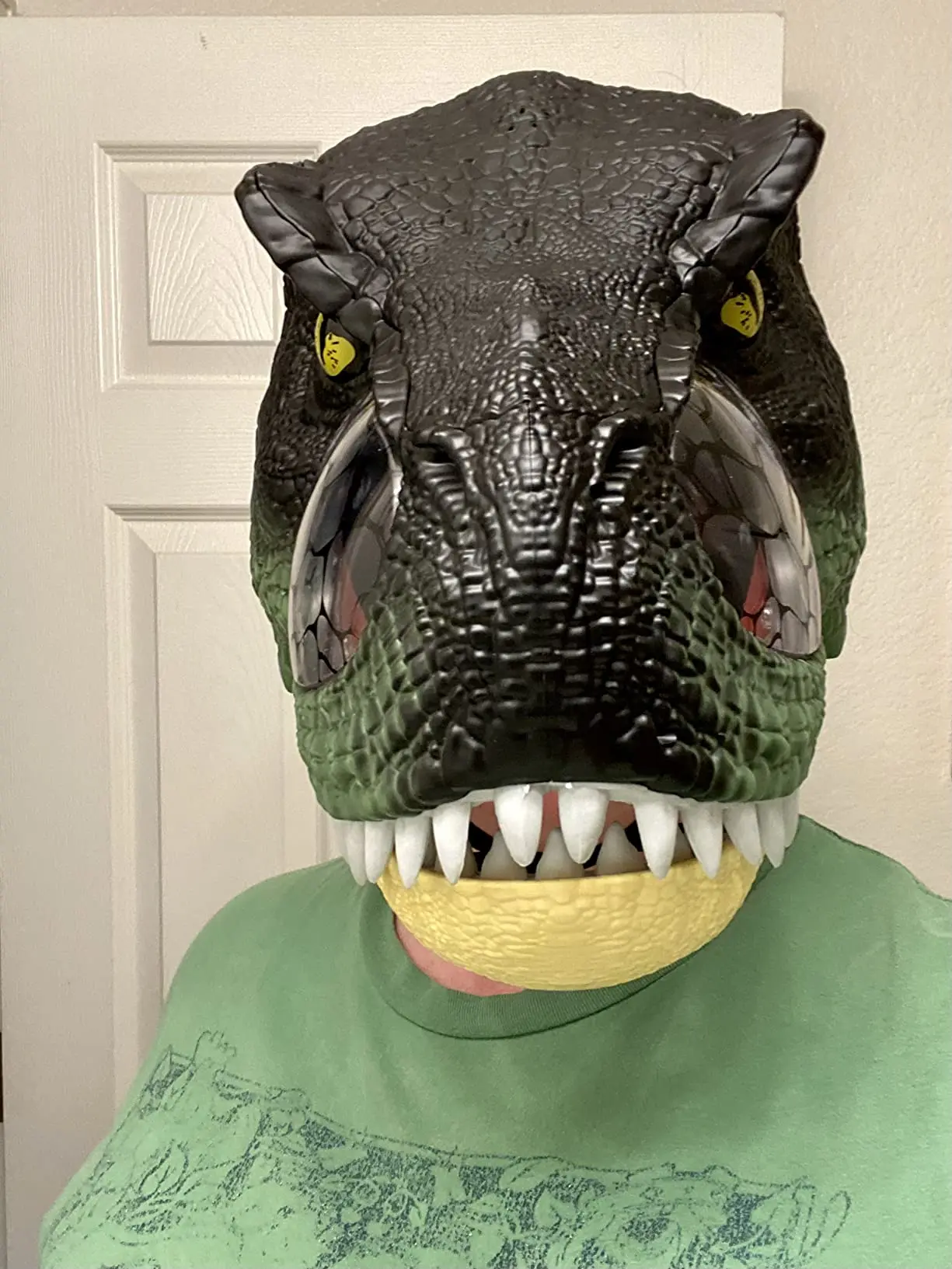 T-rex-LEDライト付きアイマスク,恐竜のリアルな歯のツール,オープンマウス,ハロウィーンパーティー用,コスプレ